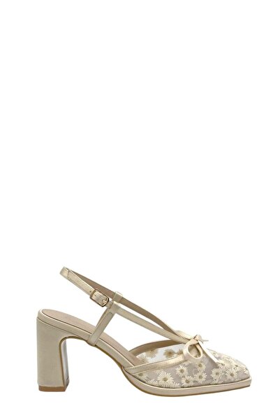 Moulin Shoes حذاء نسائي من التول البيج بكعب سميك
