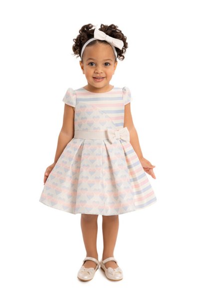 Pamina Heart Themed Evening Dress Baby Girl Special Occasion Dress - 6-12-18-24 Months 34171Pr
