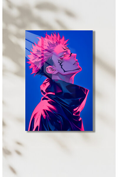PESHLİSTORE Ryomen Sukuna HD Metal Poster – Neon Anime Tasarım