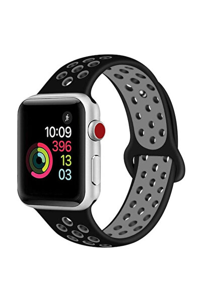 OEM Μαλακό λουράκι σιλικόνης Μαύρο-Γκρι (Apple Watch 38/40mm)