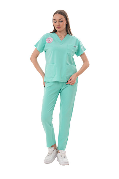 Jüniper En- Boy Likralı Su Yeşili Scrubs Takım
