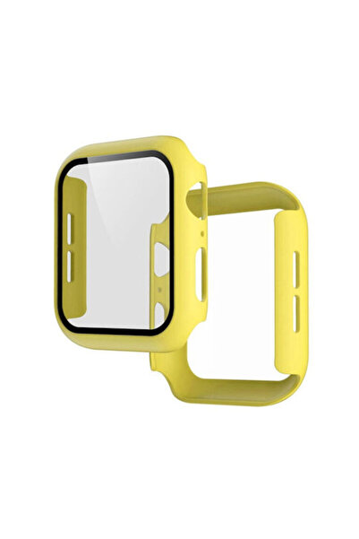 OEM Προστατευτική θήκη 360 με τζαμάκι για Apple Watch 45mm κίτρινο