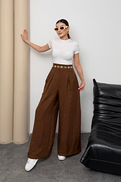 Hatun Atila Παντελόνι - Καφέ - Πλισέ