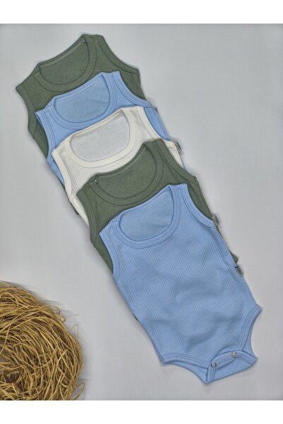 vieso 5-Piece Sleeveless Colored Bodysuit / Snap-On Baby Bodysuit / Cotton Baby Undershirt / Baby Snap-On