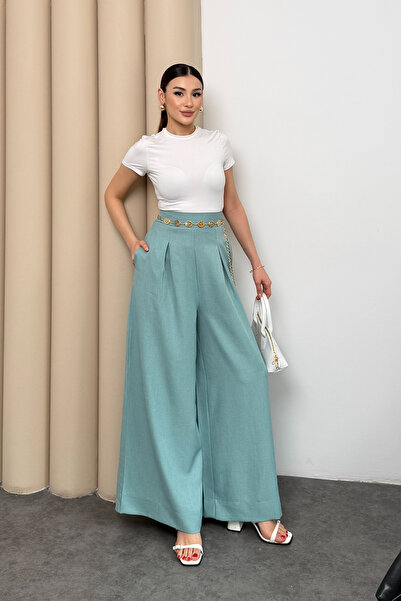 Hatun Atila Παντελόνι - Πράσινο - Πλισέ