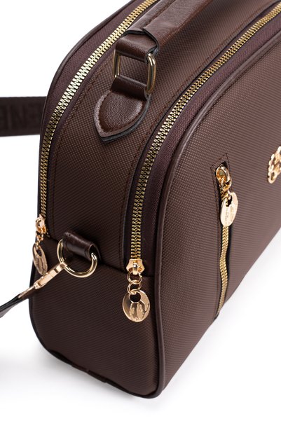 Newish Polo Women's Crossbody Daily Hand and Shoulder Bag with Gold Zipper Detail