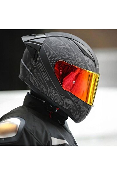 LS2 Rapıd 2 Race Crypt Mat Siyah Kask (İridyum Kırmızı Vizör + Spoiler)