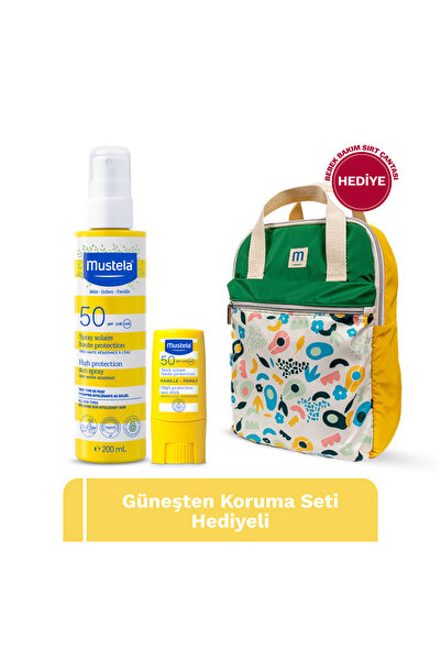 Mustela Tüm Aile İçin SPF 50 Güneşten Koruma Seti 200 ml Sprey ve 9 ml Stick ...