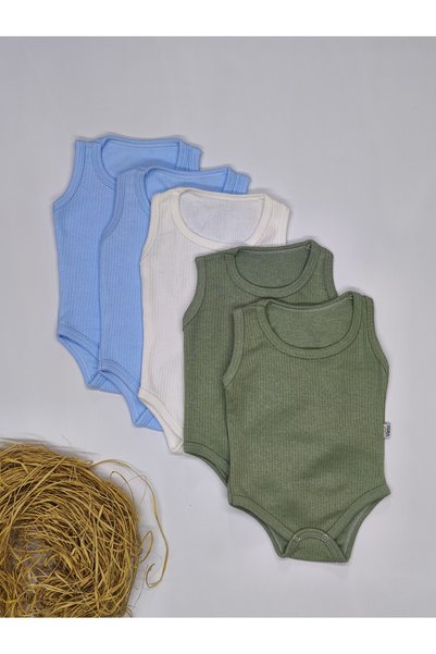 vieso 5-Piece Sleeveless Colored Bodysuit / Snap-On Baby Bodysuit / Cotton Baby Undershirt / Baby Snap-On