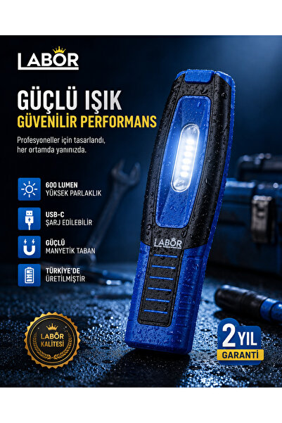 LABOR 600 Lümen Şarjlı Mıknatıslı El feneri