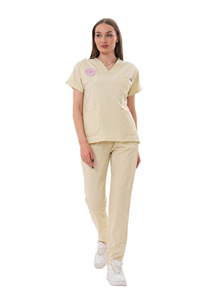 Ncompany Jüniper En- Boy Likralı Bej Kadın Scrubs Takım
