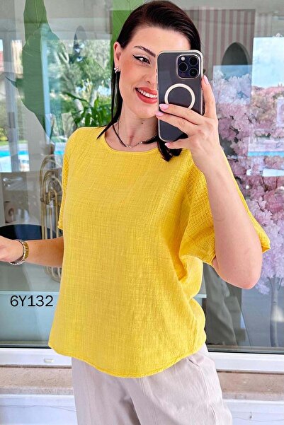 İnce Topuk Λινή μπλούζα με μανίκια νυχτερίδα 6y132