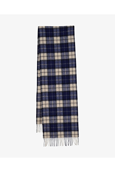 Gant Unisex Lacivert Yünlü Kareli Atkı