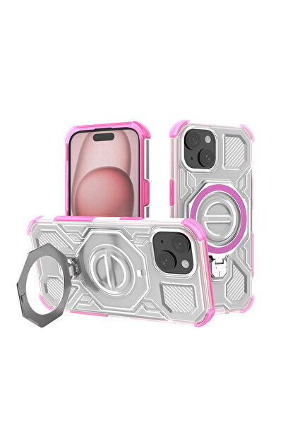 Techsuit Husa pentru iPhone 15, Carbon Shield PRO, protectie antisoc, roz