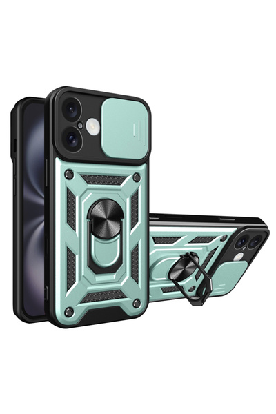 DAMUR Husa Armor CamShield Ring Apple iPhone 16, Clapeta Camera, Structura Ri...