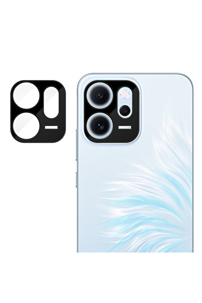 corcishop Reno14 F 5G Uyumlu Siyah Çerçeveli Kamera Lens Koruyucu Tamperli Cam