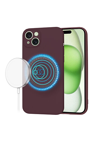 Techsuit Husa pentru iPhone 15 Plus, SoftFlex MagSafe, protectie antisoc, bordo