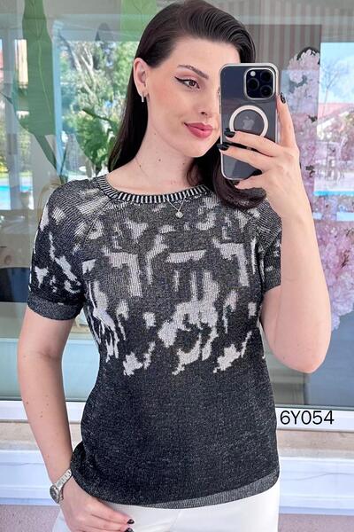 İnce Topuk Patterned Mercerized Knitwear Blouse 6Y054