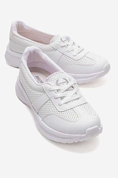 CCWAY AYAKKABI Γυναικεία αθλητικά παπούτσια με διπλή σόλα και καρφιά, ΛΕΥΚΟ Λ...