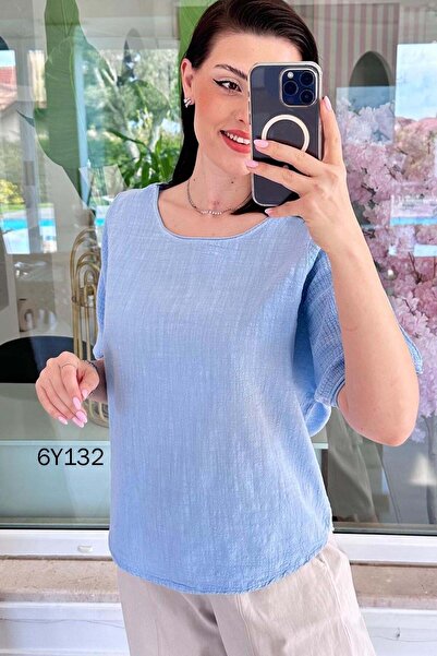 İnce Topuk Λινή μπλούζα με μανίκια νυχτερίδα 6y132