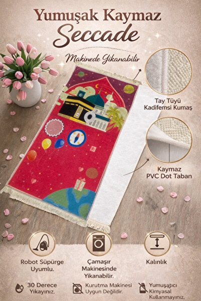 Altınoluk Haremia Illustrated Children's Prayer Mat Soft Non-Slip – Comfortab...