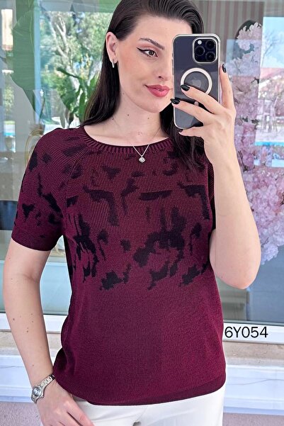 İnce Topuk Patterned Mercerized Knitwear Blouse 6Y054