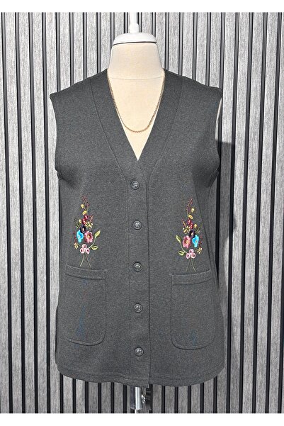 Özenli Triko Γιλέκο - Γκρι - Χαλαρή εφαρμογή