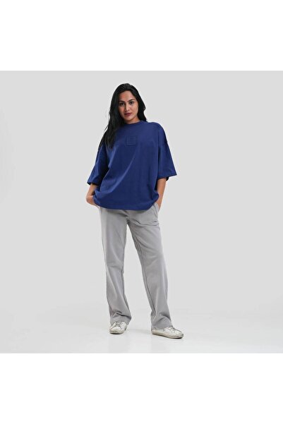 OEMS تيشيرت قطن لون أزرق للجنسين - XL