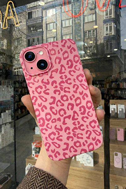 OVADA İphone 13/14/15 Uyumlu Minik Leopar Desenli Silikon Telefon Kılıfı