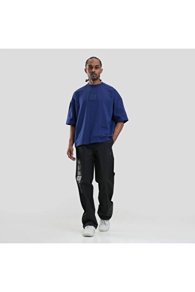 OEMS تيشيرت قطن لون أزرق للجنسين - XL