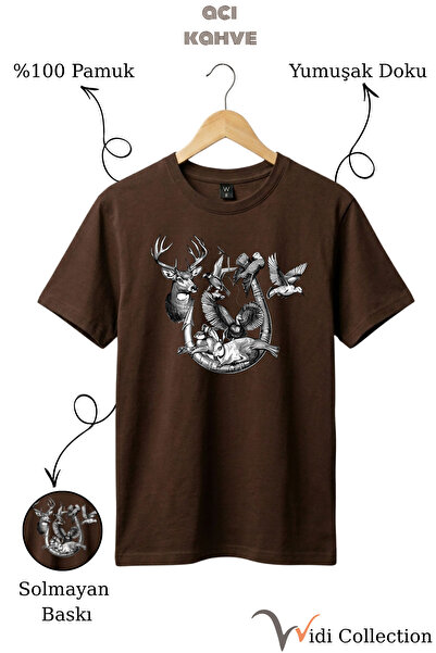 WİDİ T-Shirt - Καφέ - Κανονική εφαρμογή