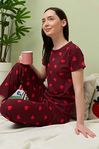 Fulla Moda Σετ πιτζάμας - Βουργουνδία - Πρότυπο