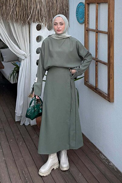 lamelif Σετ με hijab - Χακί - Μακρύ
