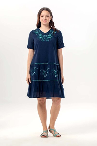 Eliş Şile Bezi Rochii - Bleumarin - Scurt