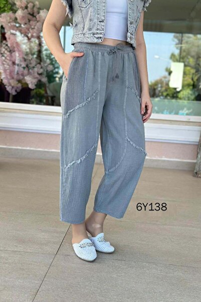 İnce Topuk Λινό παντελόνι με τσέπες από διχτυωτό ύφασμα 6y138