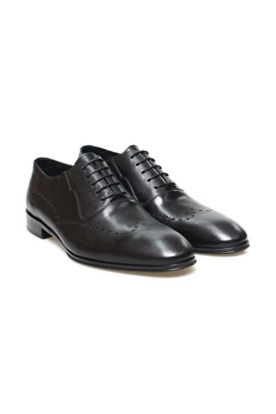 FRANCO CALVANI Black Color Lace-Up Genuine Leather Leather Sole Men's Shoes