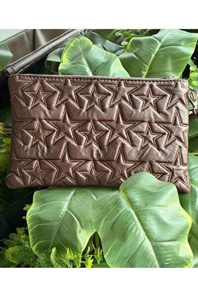 MyleeButik Yıldız Nakışlı Star Kadın Kapitone Portföy El Çantası & Clutch