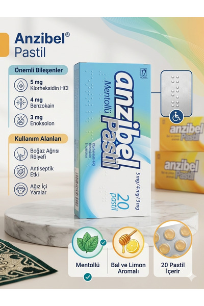 Nobel Anzbel mentollü pastil 3 lü paket
