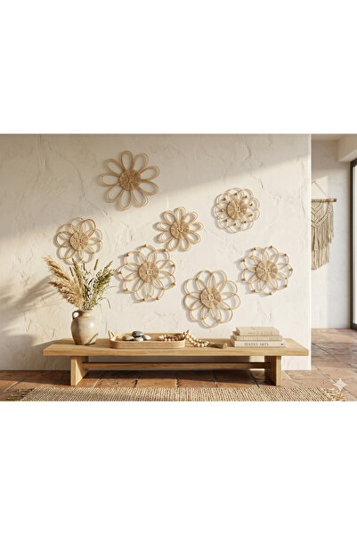 StapHome Bohem Rattan bambu hasır duvar süsü (7’li-30’ar cm)