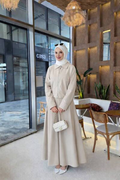 İLGEN FASHİON Σετ με hijab - Κρέμα - Κανονικό μέγεθος