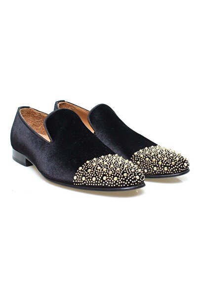 FRANCO CALVANI Black Color Laceless Genuine Leather Leather Sole Men's Shoes