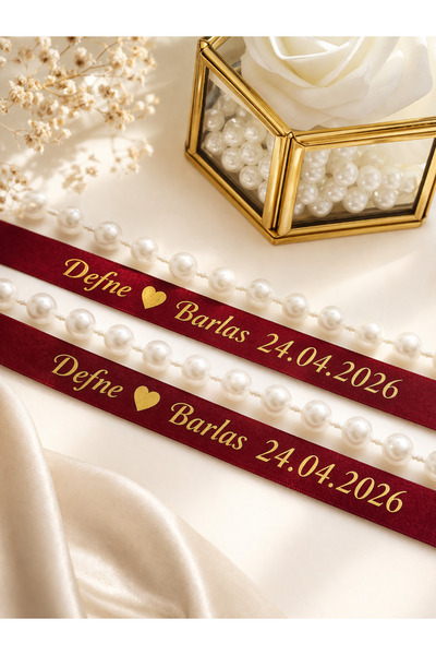 Frisson Κορδέλα δαχτυλιδιού αρραβώνων, χάντρες που δεν χυθούν, κορδέλα μπορντό