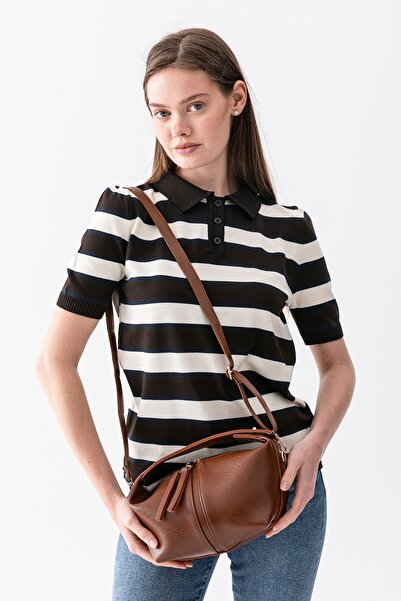Paul Brand Nora Top Lock Detailed Soft Textured Adjustable Strap Tan Women's ...