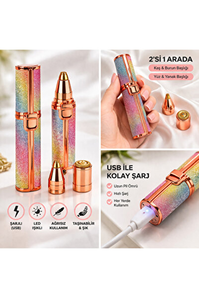 BARENDA Yüz Epilasyon makinesi Simli - 2 Başlıklı Tüy alma , Kaş , Bıyık, Yüz...