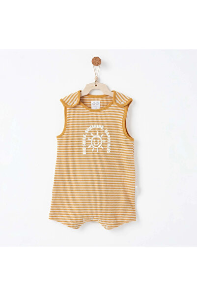 andywawa Ac26670 Bamboo Striped Jumpsuit Mustard