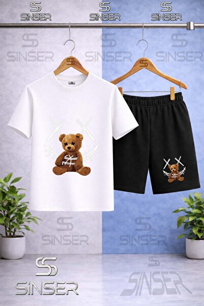 SS SİNSER Children's Ayicik Yarn Carpi Byz Printed Crew Neck T-Shirt - Shorts...