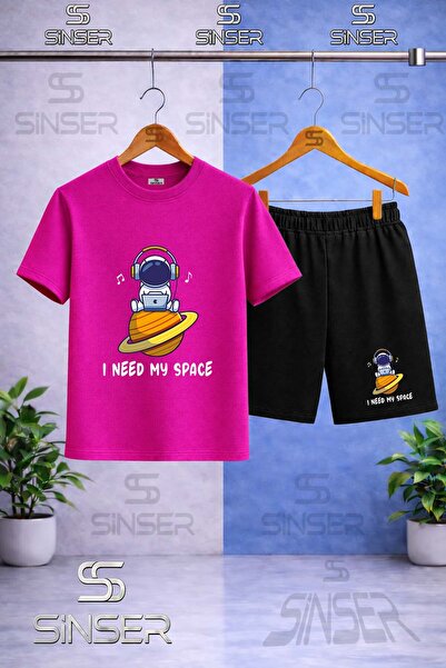 SS SİNSER Children's Astronaut Space Planet Superior Printed Crew Neck T-Shir...
