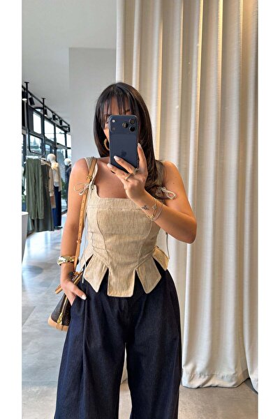 LOKADI Μπλούζα - Μπεζ - Στενή γραμμή