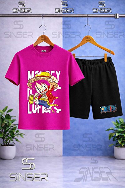 SS SİNSER تي شيرت للأطفال بطباعة ANIME ONE PIECE SOL YAZI ذو ياقة دائرية - طق...