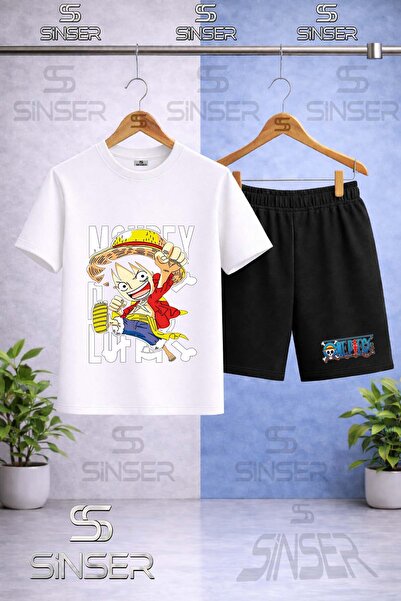 SS SİNSER Children's Anime One Piece Left Text Printed Crew Neck T-Shirt - Sh...